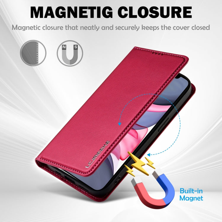 For iPhone 12 / 12 Pro LC.IMEEKE L1 Series Frosted Fine Texture PU Phone Case(Red)