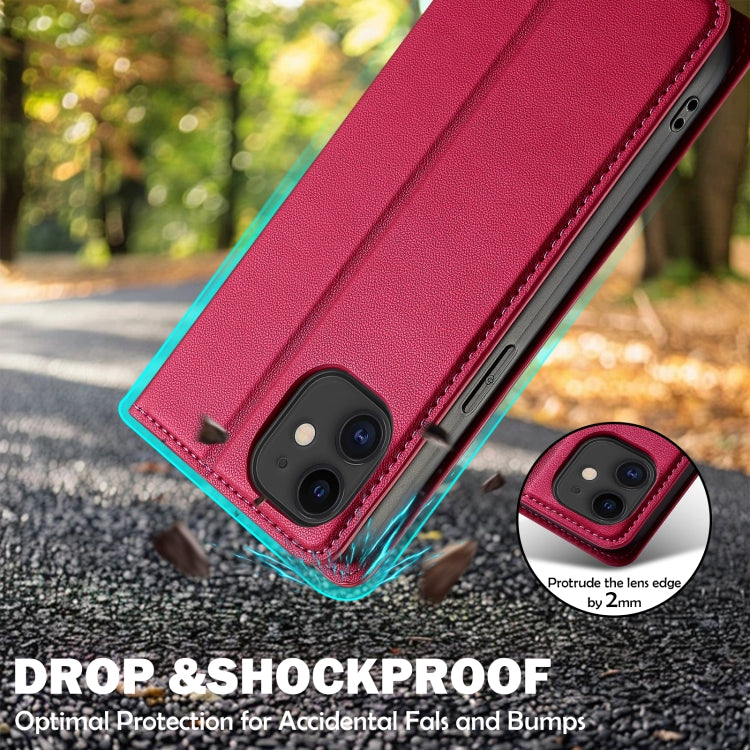 For iPhone 12 / 12 Pro LC.IMEEKE L1 Series Frosted Fine Texture PU Phone Case(Red)