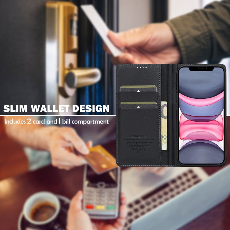 For iPhone 11 LC.IMEEKE L1 Series Frosted Fine Texture PU Phone Case(Black)