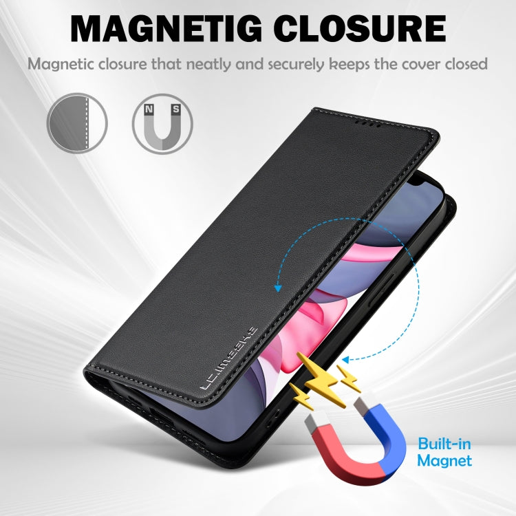 For iPhone 11 LC.IMEEKE L1 Series Frosted Fine Texture PU Phone Case(Black)