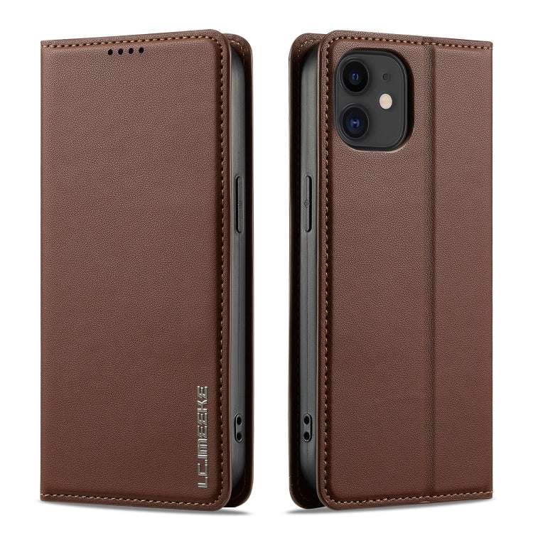 For iPhone 11 LC.IMEEKE L1 Series Frosted Fine Texture PU Phone Case(Brown)