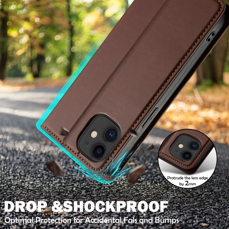 For iPhone 11 LC.IMEEKE L1 Series Frosted Fine Texture PU Phone Case(Brown)