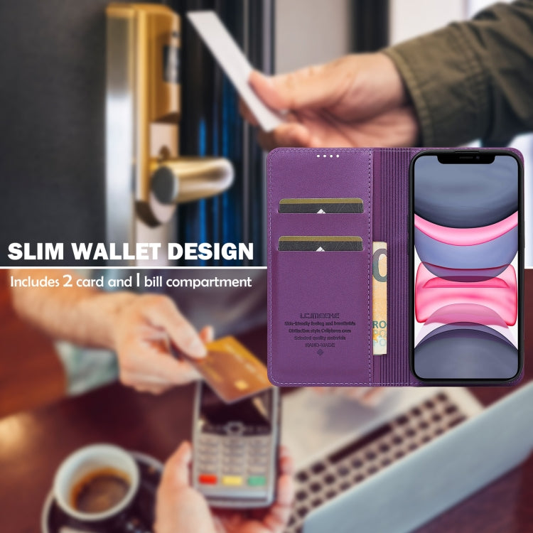 For iPhone 11 LC.IMEEKE L1 Series Frosted Fine Texture PU Phone Case(Purple)