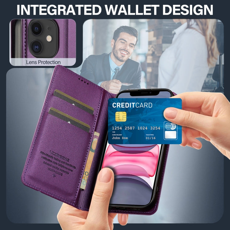 For iPhone 11 LC.IMEEKE L1 Series Frosted Fine Texture PU Phone Case(Purple)