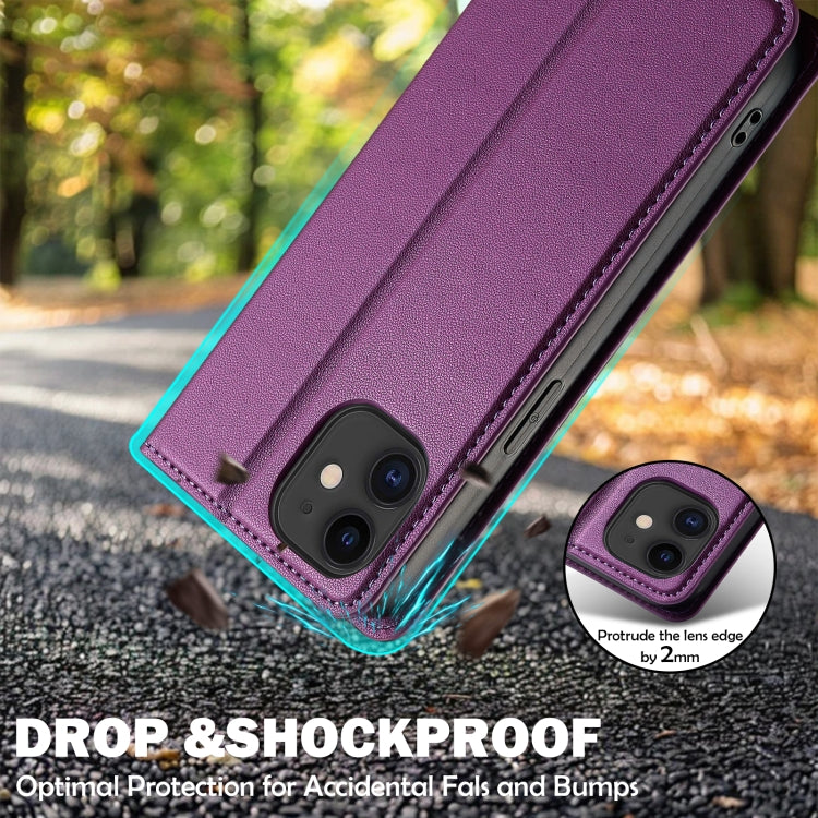 For iPhone 11 LC.IMEEKE L1 Series Frosted Fine Texture PU Phone Case(Purple)
