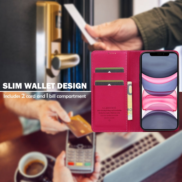 For iPhone 11 LC.IMEEKE L1 Series Frosted Fine Texture PU Phone Case(Red)
