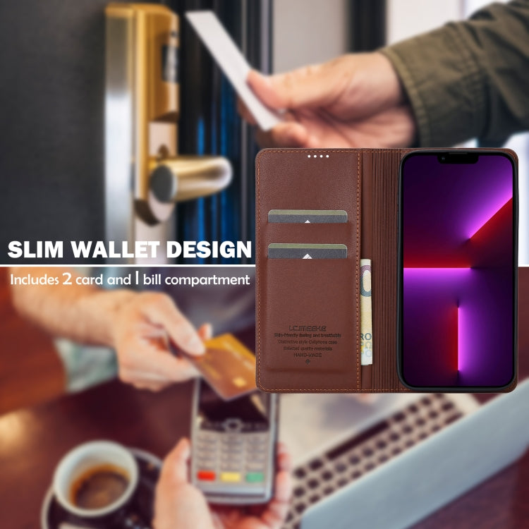 For iPhone 11 Pro Max LC.IMEEKE L1 Series Frosted Fine Texture PU Phone Case(Brown)