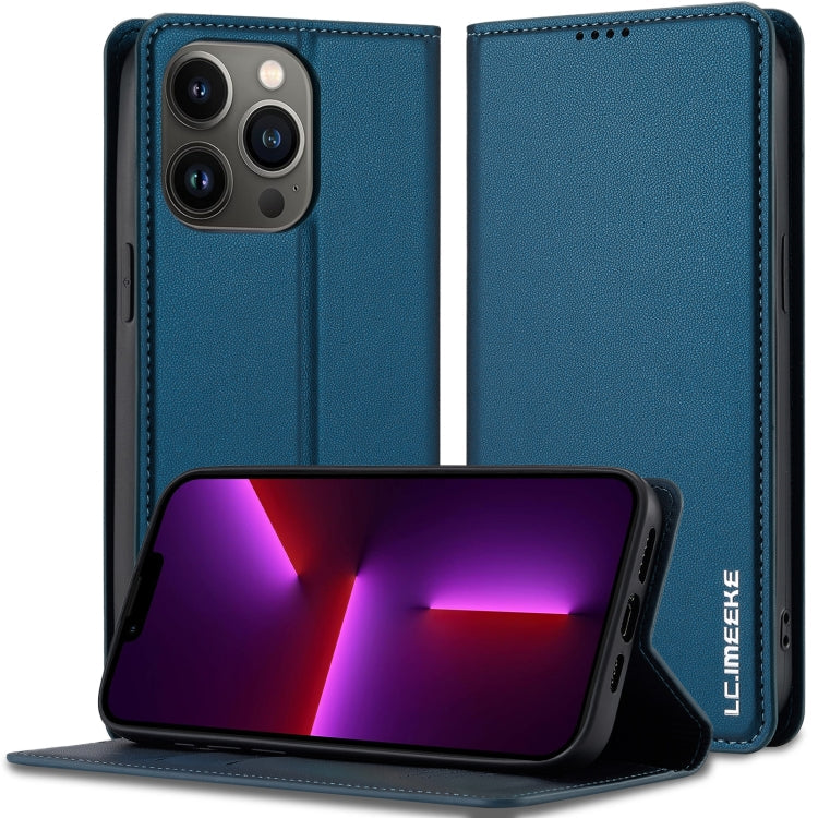 For iPhone 11 Pro Max LC.IMEEKE L1 Series Frosted Fine Texture PU Phone Case(Blue)