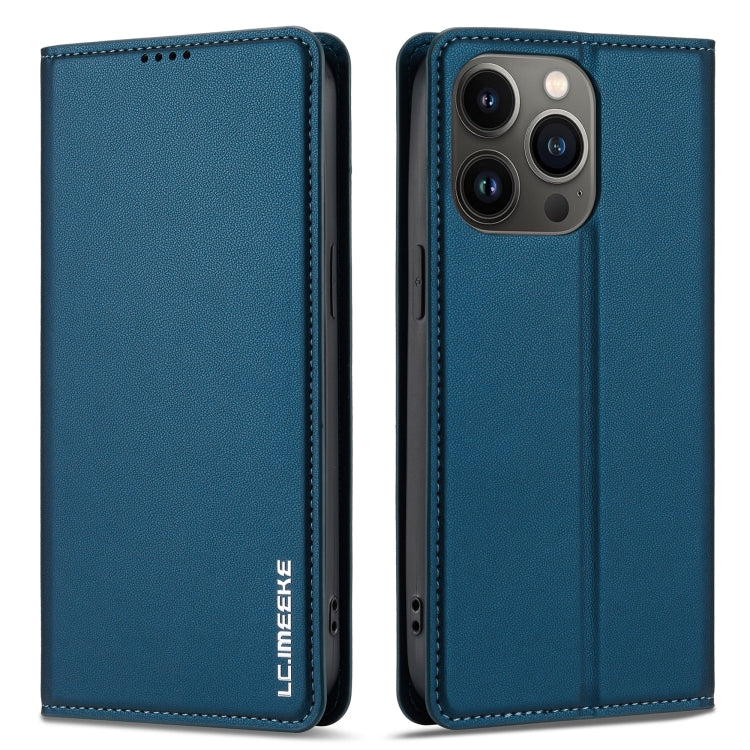 For iPhone 11 Pro Max LC.IMEEKE L1 Series Frosted Fine Texture PU Phone Case(Blue)
