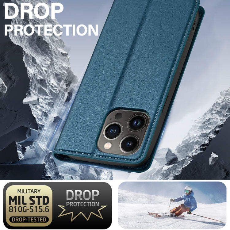 For iPhone 11 Pro Max LC.IMEEKE L1 Series Frosted Fine Texture PU Phone Case(Blue)
