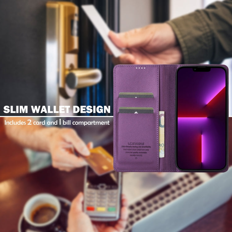 For iPhone 11 Pro Max LC.IMEEKE L1 Series Frosted Fine Texture PU Phone Case(Purple)