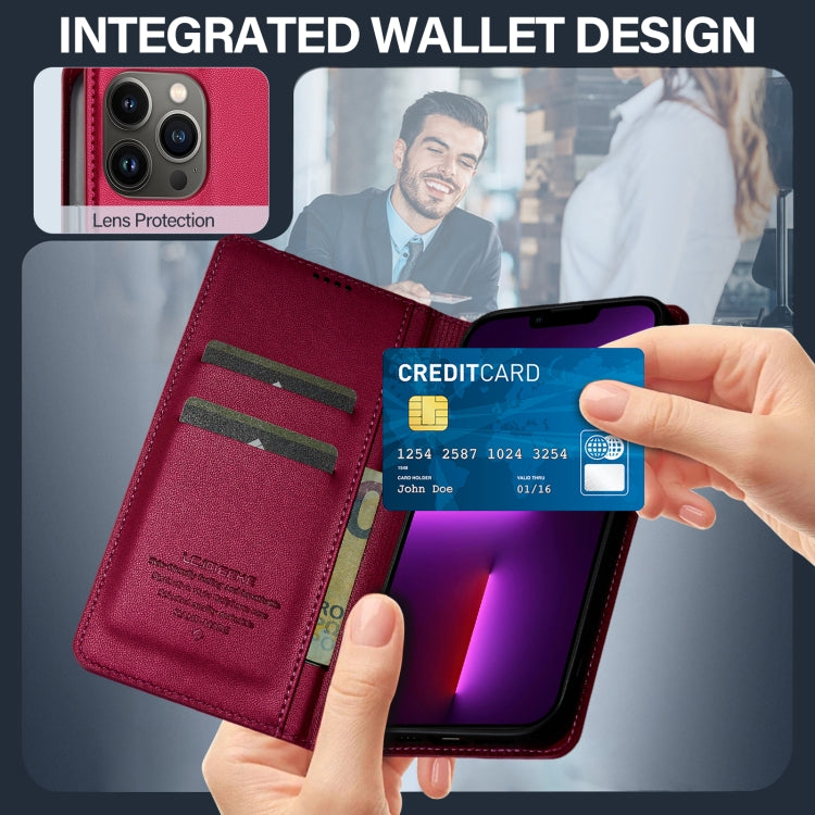 For iPhone 11 Pro Max LC.IMEEKE L1 Series Frosted Fine Texture PU Phone Case(Red)
