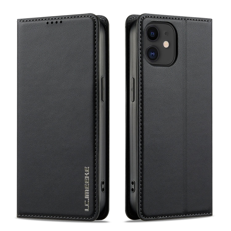 For iPhone 12 mini / 13 mini LC.IMEEKE L1 Series Frosted Fine Texture PU Phone Case(Black)