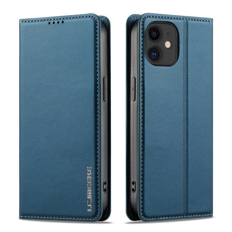 For iPhone 12 mini / 13 mini LC.IMEEKE L1 Series Frosted Fine Texture PU Phone Case(Blue)