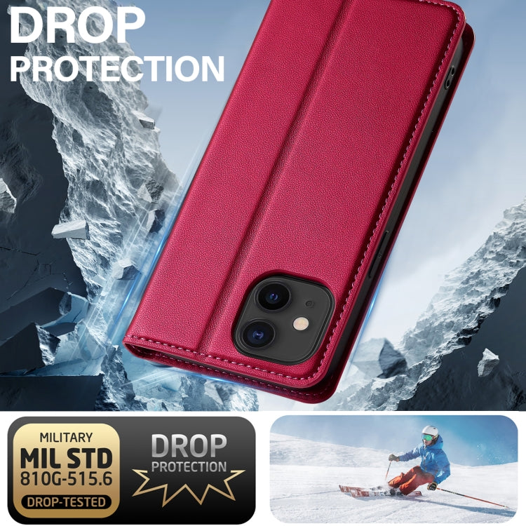 For iPhone 12 mini / 13 mini LC.IMEEKE L1 Series Frosted Fine Texture PU Phone Case(Red)