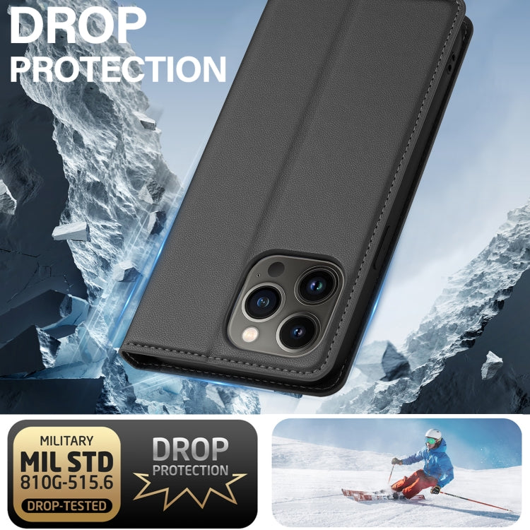 For iPhone 12 Pro Max LC.IMEEKE L1 Series Frosted Fine Texture PU Phone Case(Black)
