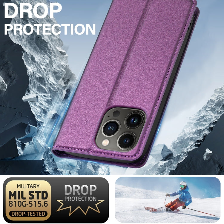 For iPhone 12 Pro Max LC.IMEEKE L1 Series Frosted Fine Texture PU Phone Case(Purple)