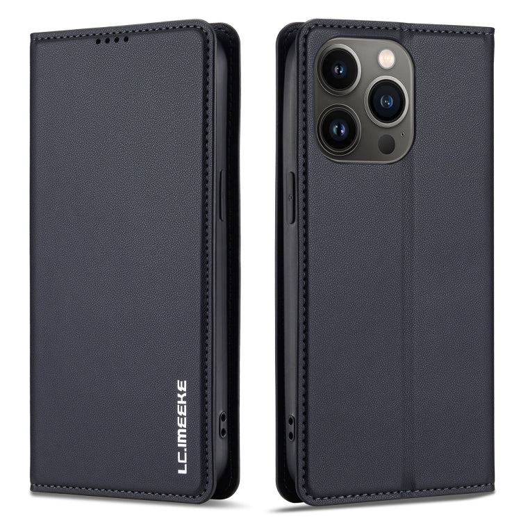 For iPhone 13 Pro Max LC.IMEEKE L1 Series Frosted Fine Texture PU Phone Case(Black)