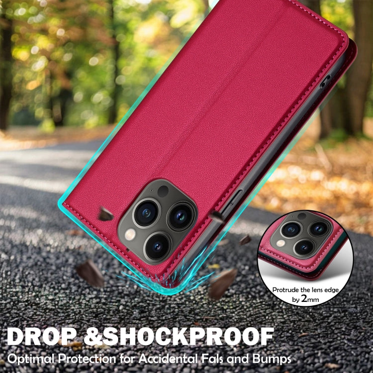 For iPhone 13 Pro Max LC.IMEEKE L1 Series Frosted Fine Texture PU Phone Case(Red)