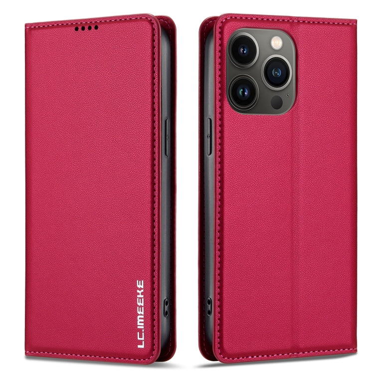 For iPhone 13 Pro LC.IMEEKE L1 Series Frosted Fine Texture PU Phone Case(Red)