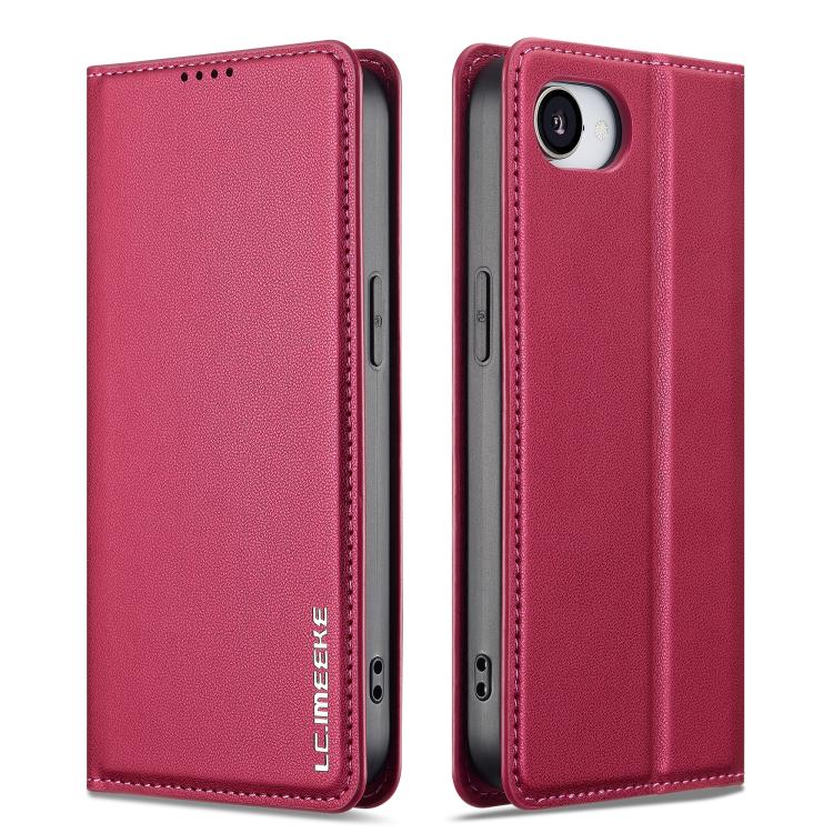 For iPhone 16e / 17e LC.IMEEKE L1 Series Frosted Fine Texture PU Phone Case(Red)
