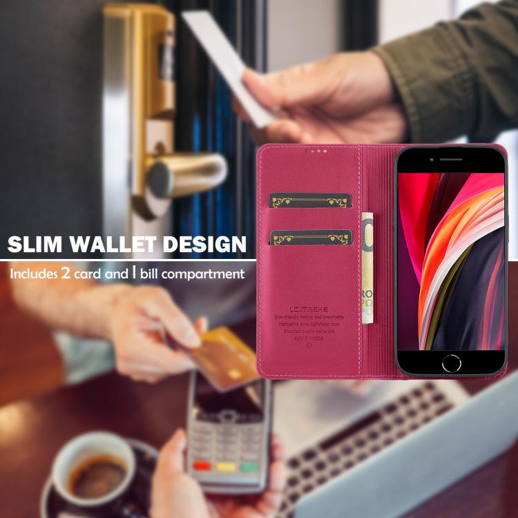 For iPhone 16e / 17e LC.IMEEKE L1 Series Frosted Fine Texture PU Phone Case(Red)