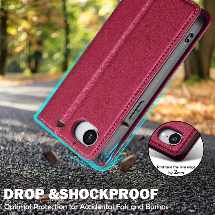 For iPhone 16e / 17e LC.IMEEKE L1 Series Frosted Fine Texture PU Phone Case(Red)