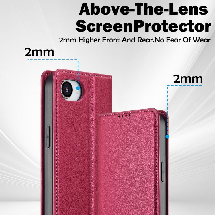 For iPhone 16e / 17e LC.IMEEKE L1 Series Frosted Fine Texture PU Phone Case(Red)