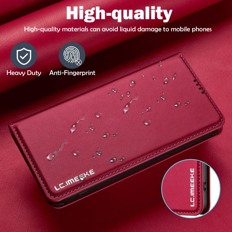 For iPhone 16e / 17e LC.IMEEKE L1 Series Frosted Fine Texture PU Phone Case(Red)