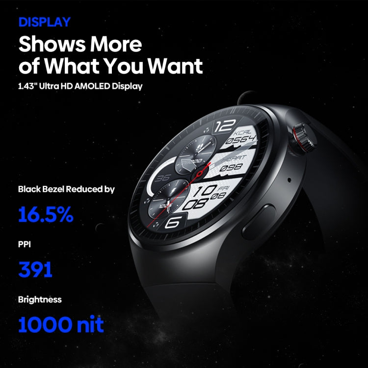 Zeblaze Thor Ultra 1.43 inch AMOLED Screen Android Smart Watch, Steel Strap(Black)