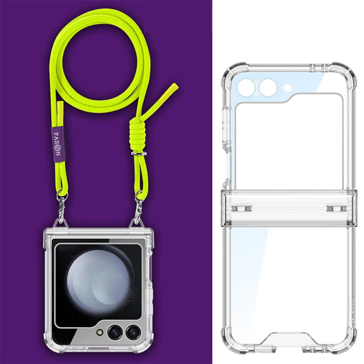 For Samsung Galaxy Z Flip6 / Flip7 FE GKK Airbag Hinge Full Coverage Phone Case with Crossbody Rope(Yellow)