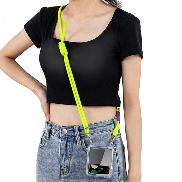 For Samsung Galaxy Z Flip4 GKK Airbag Hinge Full Coverage Phone Case with Crossbody Rope(Yellow)