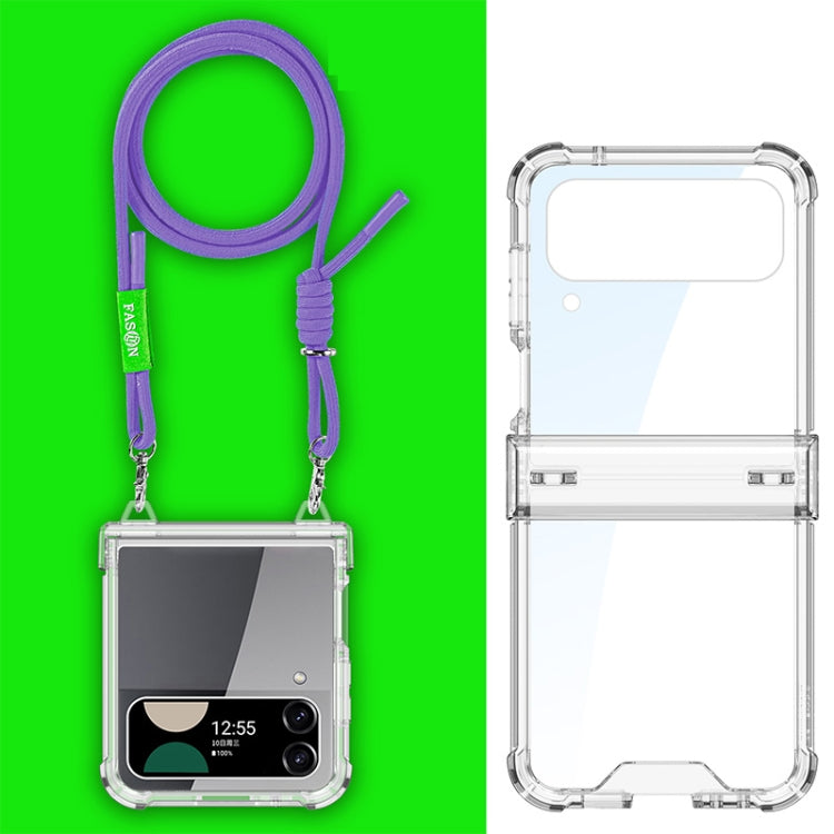 For Samsung Galaxy Z Flip4 GKK Airbag Hinge Full Coverage Phone Case with Crossbody Rope(Purple)
