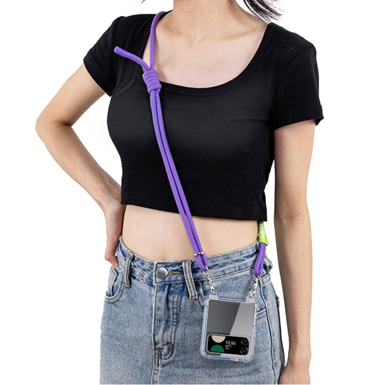 For Samsung Galaxy Z Flip3 GKK Airbag Hinge Full Coverage Phone Case with Crossbody Rope(Purple)