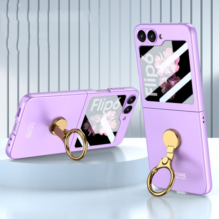 For Samsung Galaxy Z Flip6 / Flip7 FE GKK Integrated Ultra-thin Triaxial Ring Holder PC Phone Case(Purple)