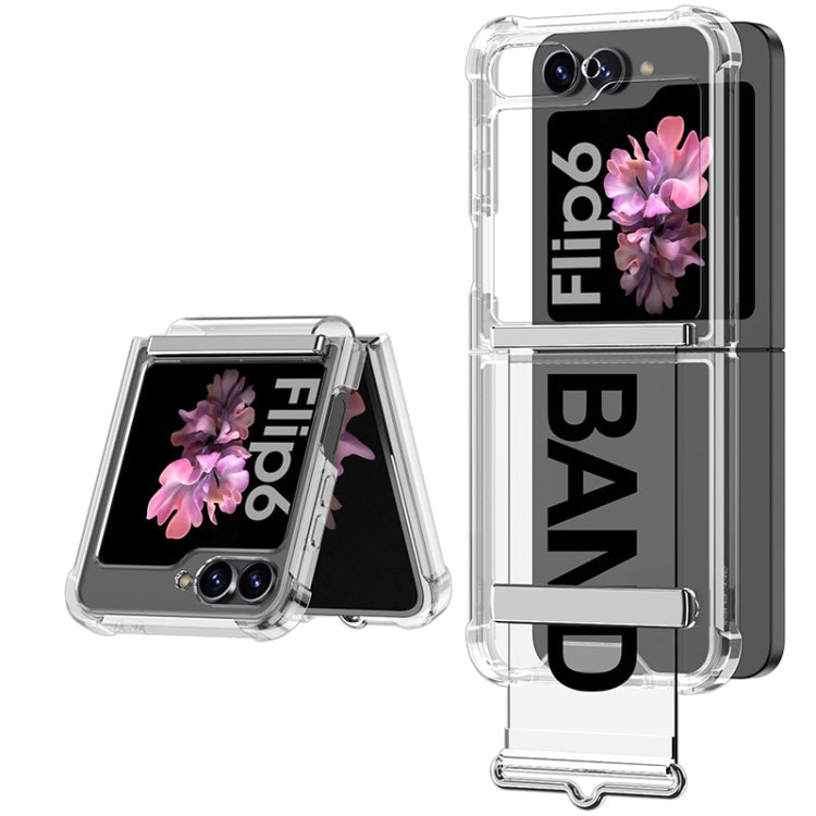 For Samsung Galaxy Z Flip6 GKK Clear Airbag Wristband Holder Phone Case(Transparent Black)