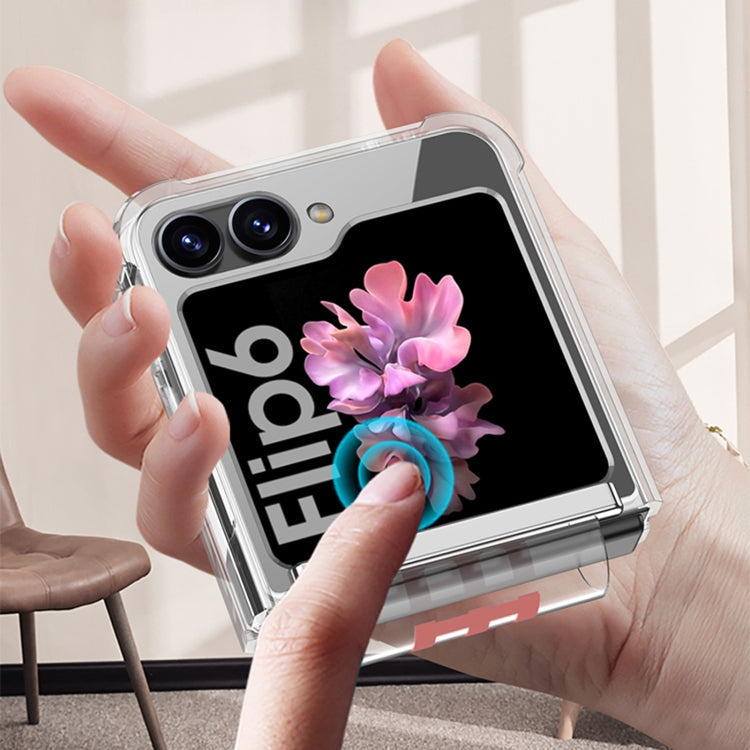 For Samsung Galaxy Z Flip6 GKK Clear Airbag Wristband Holder Phone Case(Transparent Pink)