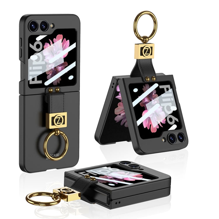 For Samsung Galaxy Z Flip6 / Flip7 FE GKK Integrated Ultra-thin Phone Case with Z Ring Holder(Black)