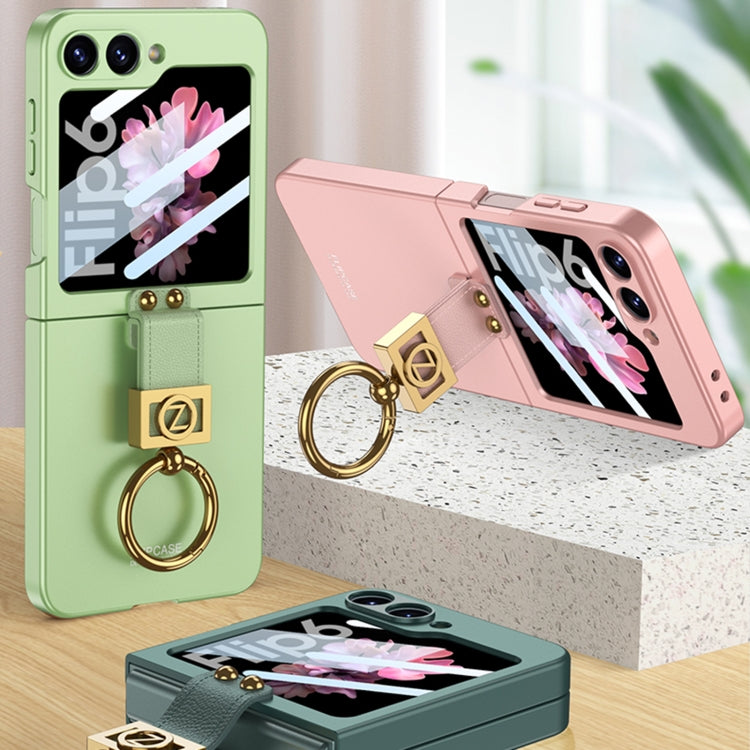 For Samsung Galaxy Z Flip6 GKK Integrated Ultra-thin Phone Case with Z Ring Holder(Green)