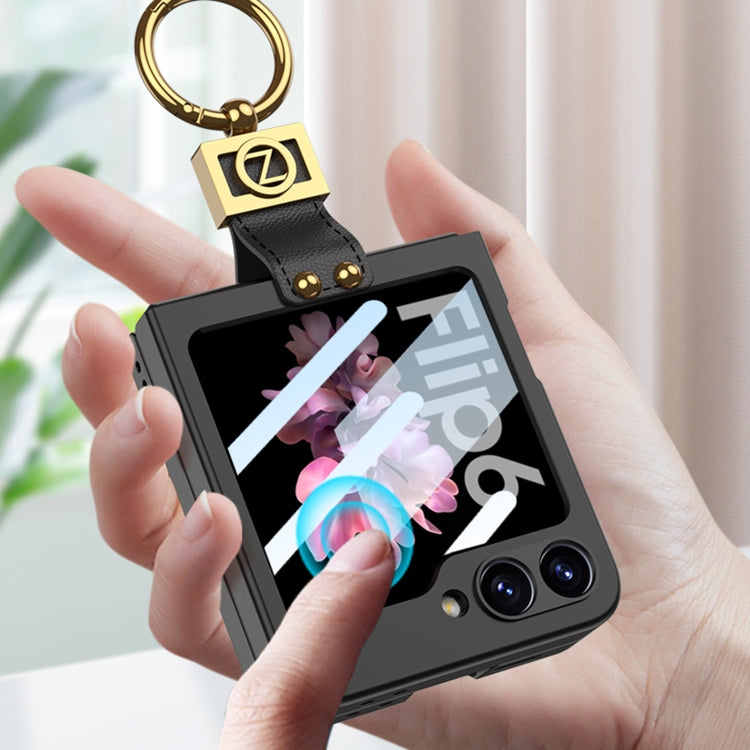 For Samsung Galaxy Z Flip6 GKK Integrated Ultra-thin Phone Case with Z Ring Holder(Green)