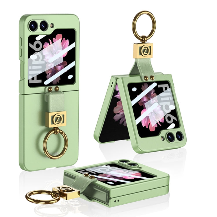 For Samsung Galaxy Z Flip6 / Flip7 FE GKK Integrated Ultra-thin Phone Case with Z Ring Holder(Light Green)