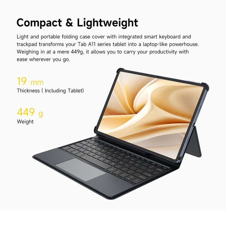 Ulefone Pogo Pin Smart Keyboard & Tablet Leather Case For Tab A11 Pro(Grey)