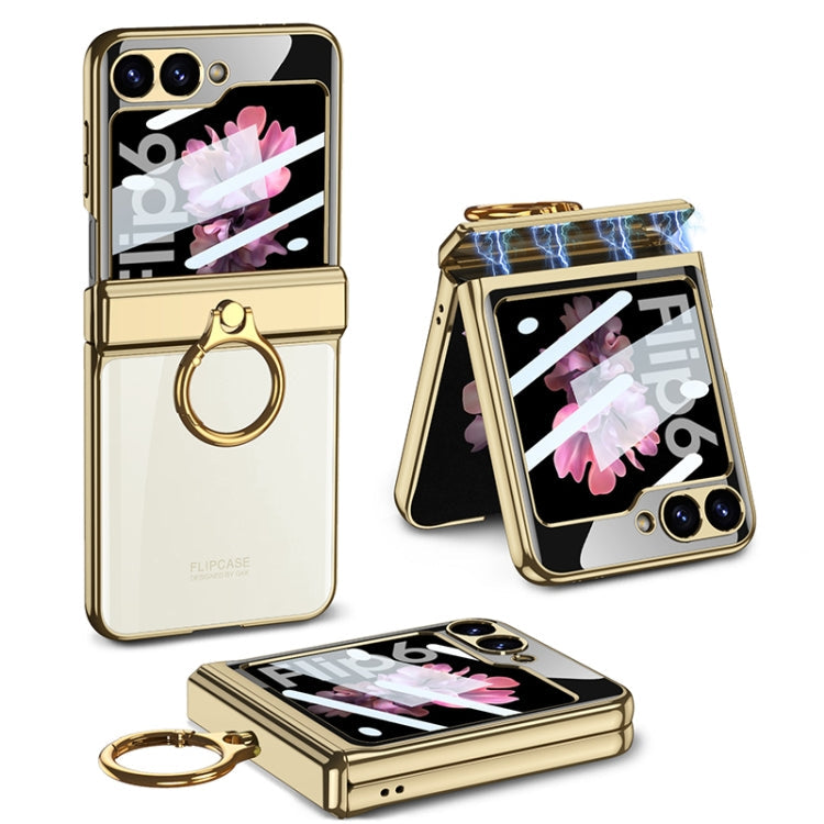 For Samsung Galaxy Z Flip6 / Flip7 FE GKK Integrated  Magnetic Folding Phantom Rotary Phone Case with Ring Holder(Champagne Gold)