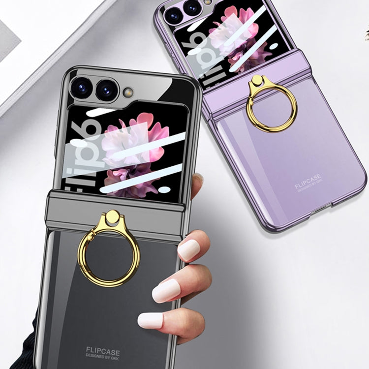 For Samsung Galaxy Z Flip6 / Flip7 FE GKK Integrated  Magnetic Folding Phantom Rotary Phone Case with Ring Holder(Champagne Gold)