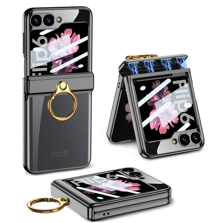 For Samsung Galaxy Z Flip6 / Flip7 FE GKK Integrated  Magnetic Folding Phantom Rotary Phone Case with Ring Holder(Black)
