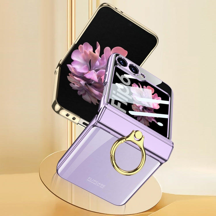 For Samsung Galaxy Z Flip6 / Flip7 FE GKK Integrated  Magnetic Folding Phantom Rotary Phone Case with Ring Holder(Black)