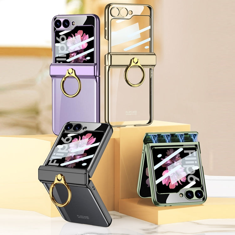 For Samsung Galaxy Z Flip6 / Flip7 FE GKK Integrated  Magnetic Folding Phantom Rotary Phone Case with Ring Holder(Green)