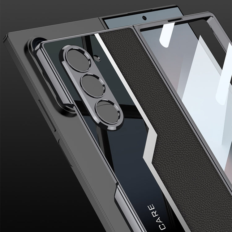 For Samsung Galaxy Z Fold6 GKK Integrated Plating TPU + Leather Supercar Full Coverage Phone Case(Grey)