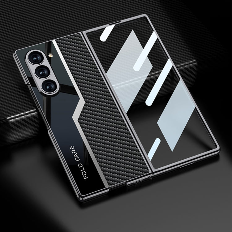 For Samsung Galaxy Z Fold6 GKK Integrated Plating TPU + Leather Supercar Full Coverage Phone Case(Grey)