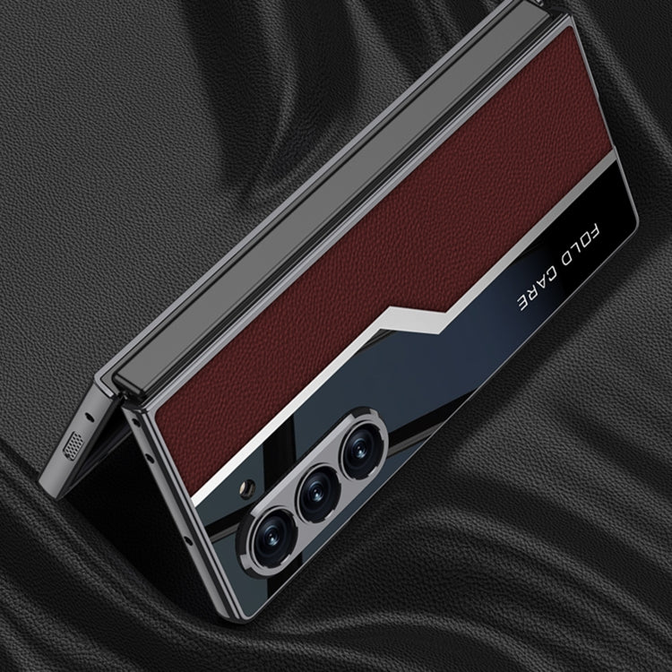 For Samsung Galaxy Z Fold6 GKK Integrated Plating TPU + Leather Supercar Full Coverage Phone Case(Black)